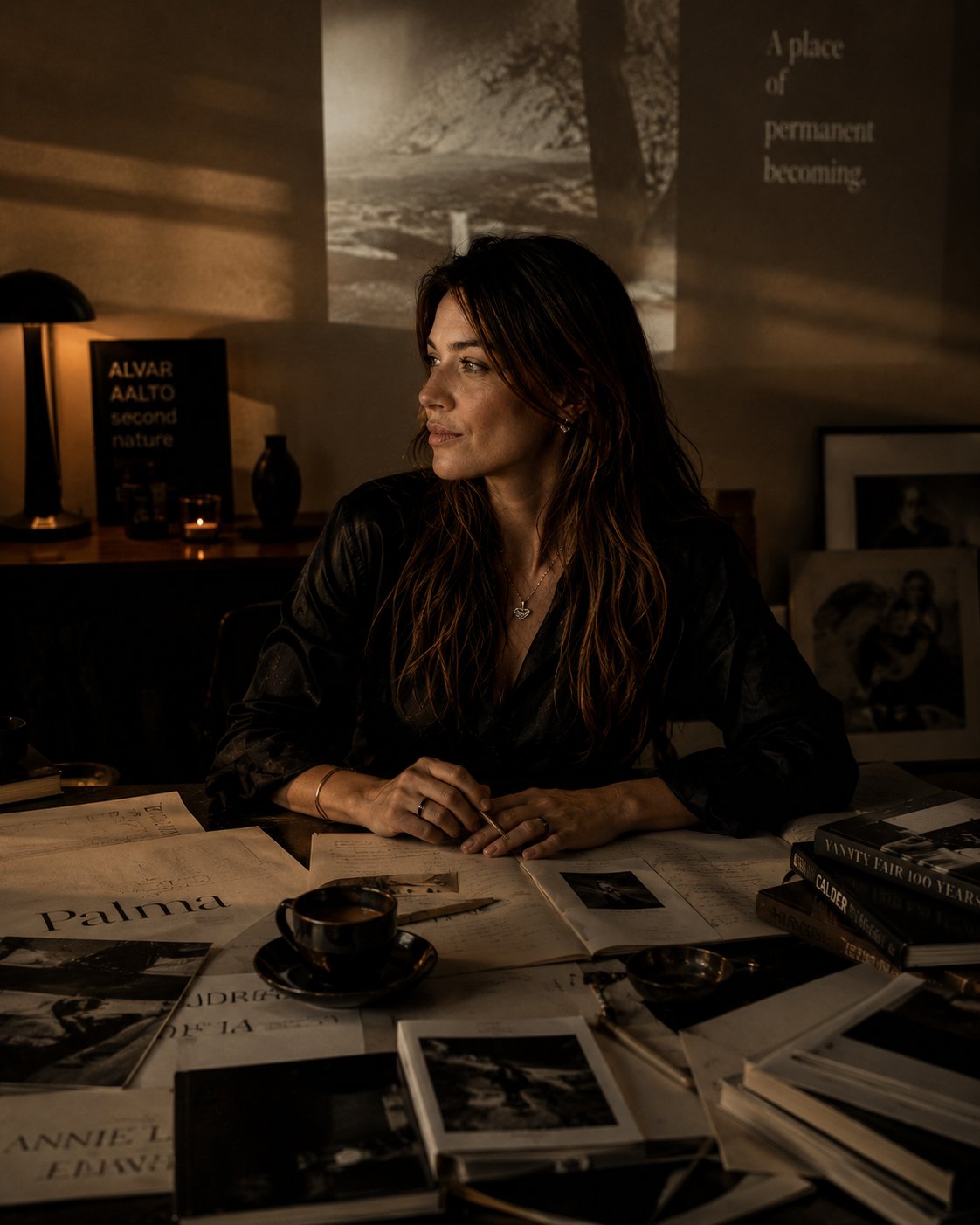 Valeriiya at her studio desk in Palma